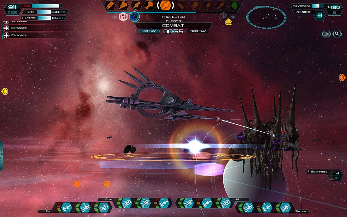 The MaAlaketh Sovereign Dreadnought comes in mid-battle to save the day, but eventually gets cornered and succumbs to the Queen.