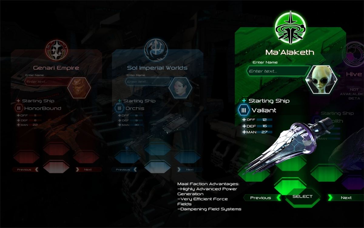 The character selection screen
