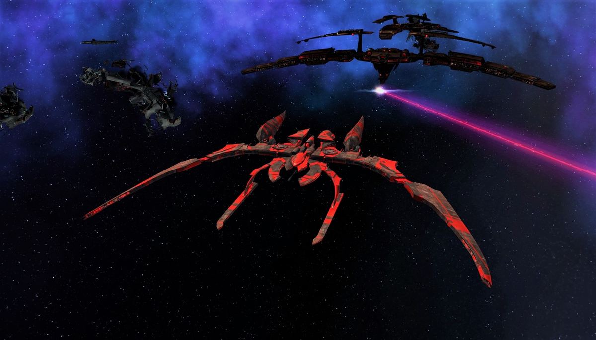 Agile Flyer in front of a Great Wing heavy cruiser