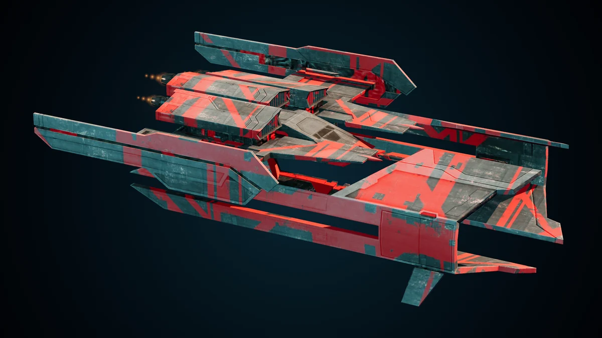 Pirate Puritan, a Pirate ultralight raider lit in space