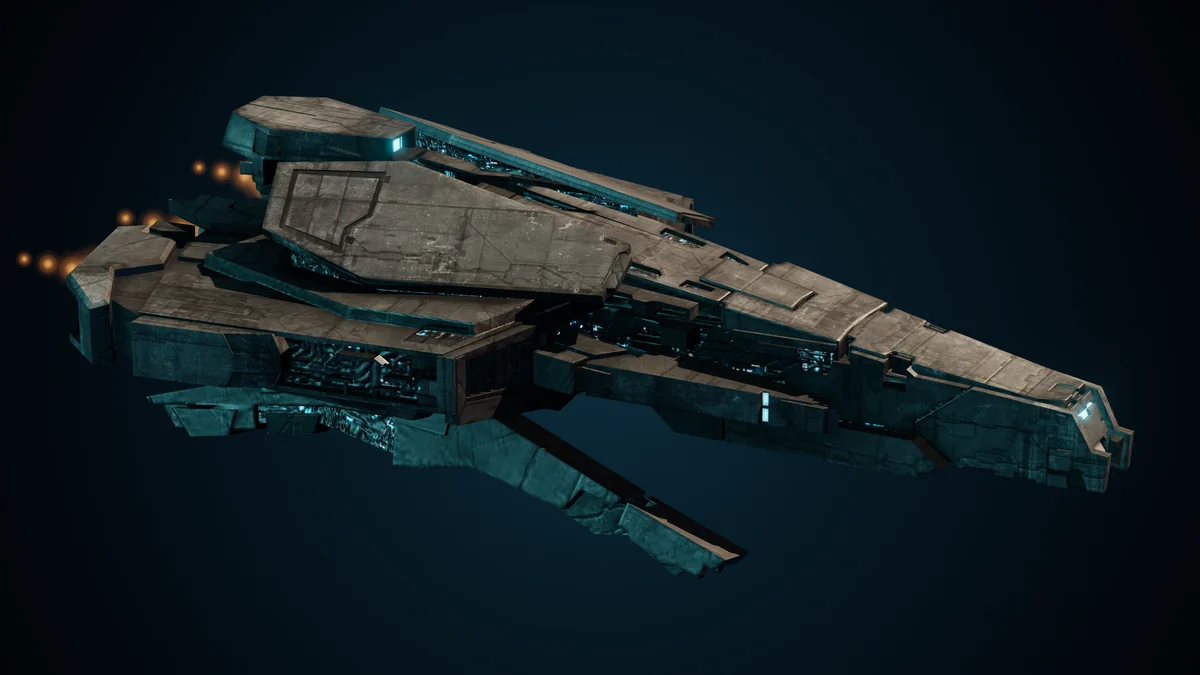 Mendi, a Sol assault corvette lit in space