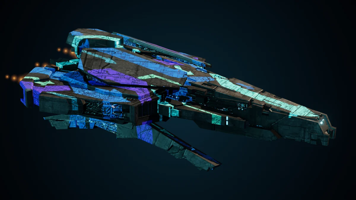 Arrowhead, a Pirate light interceptor lit in space