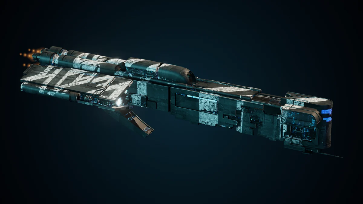 Subverter, a Pirate light stealth corvette lit in space
