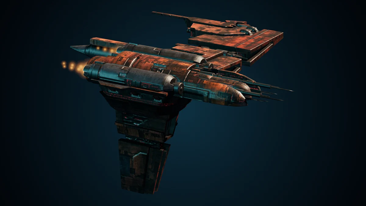 Battalion, a Genari defense frigate lit in space