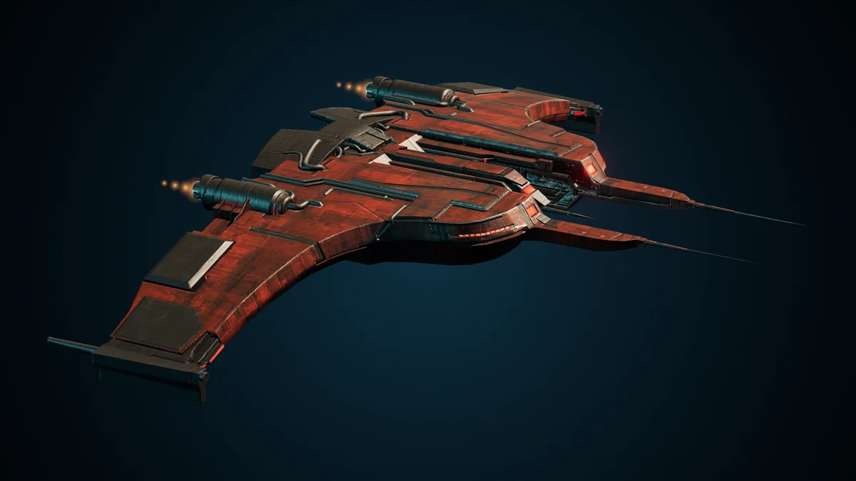 Firebolt, a Genari missile frigate lit in space