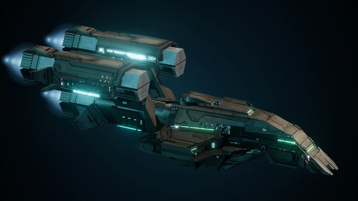 Halifax, a Sol long range missile frigate lit in space