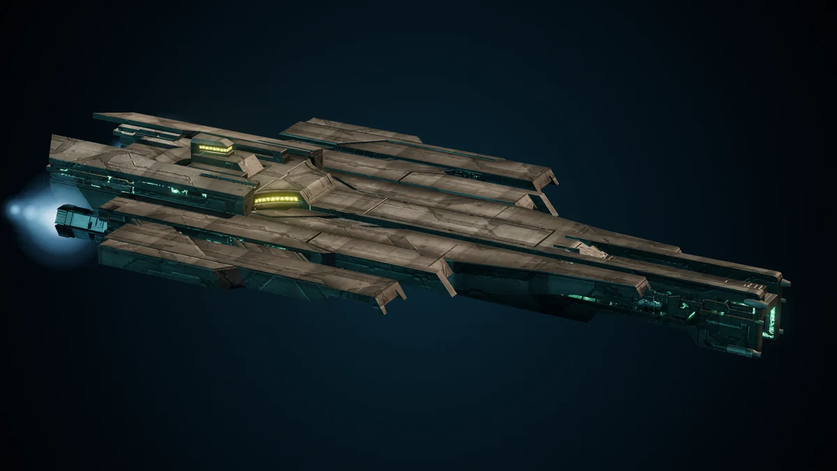 Liverpool, a Sol beam frigate lit in space
