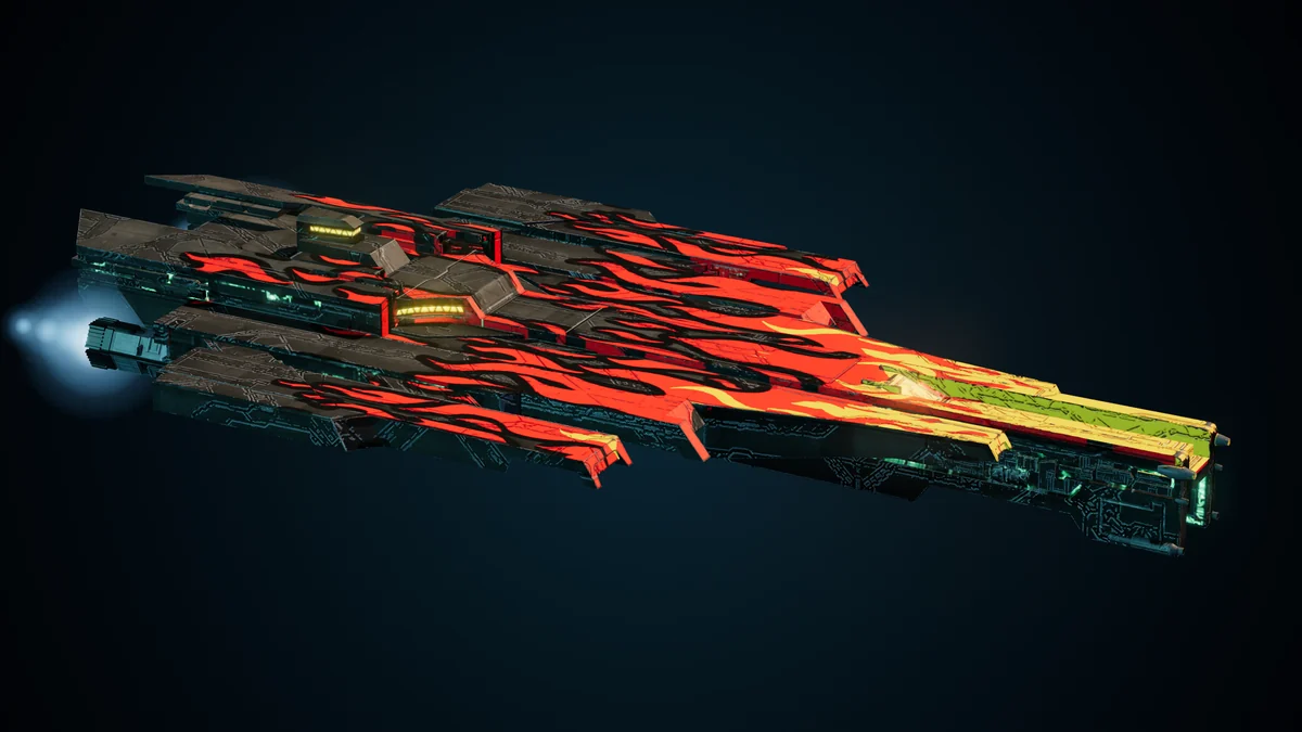 Widowmaker, a Pirate interceptor lit in space