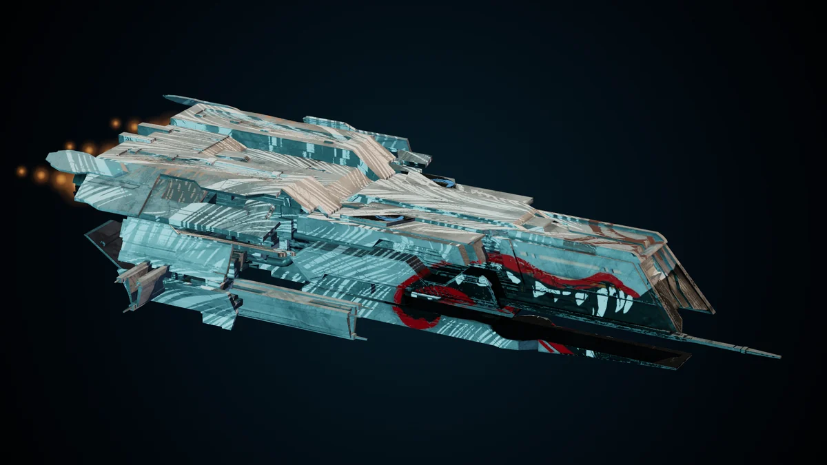 Grey Wolf, a Pirate raider lit in space