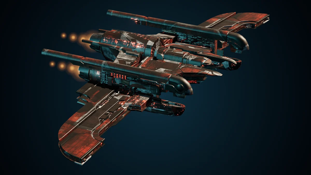 Predator, a Genari frigate lit in space