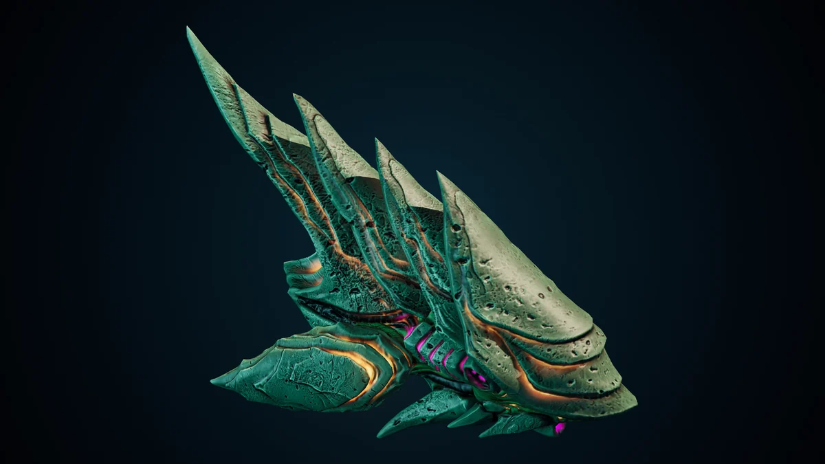Agitated Neolith, a Hive molting lit in space