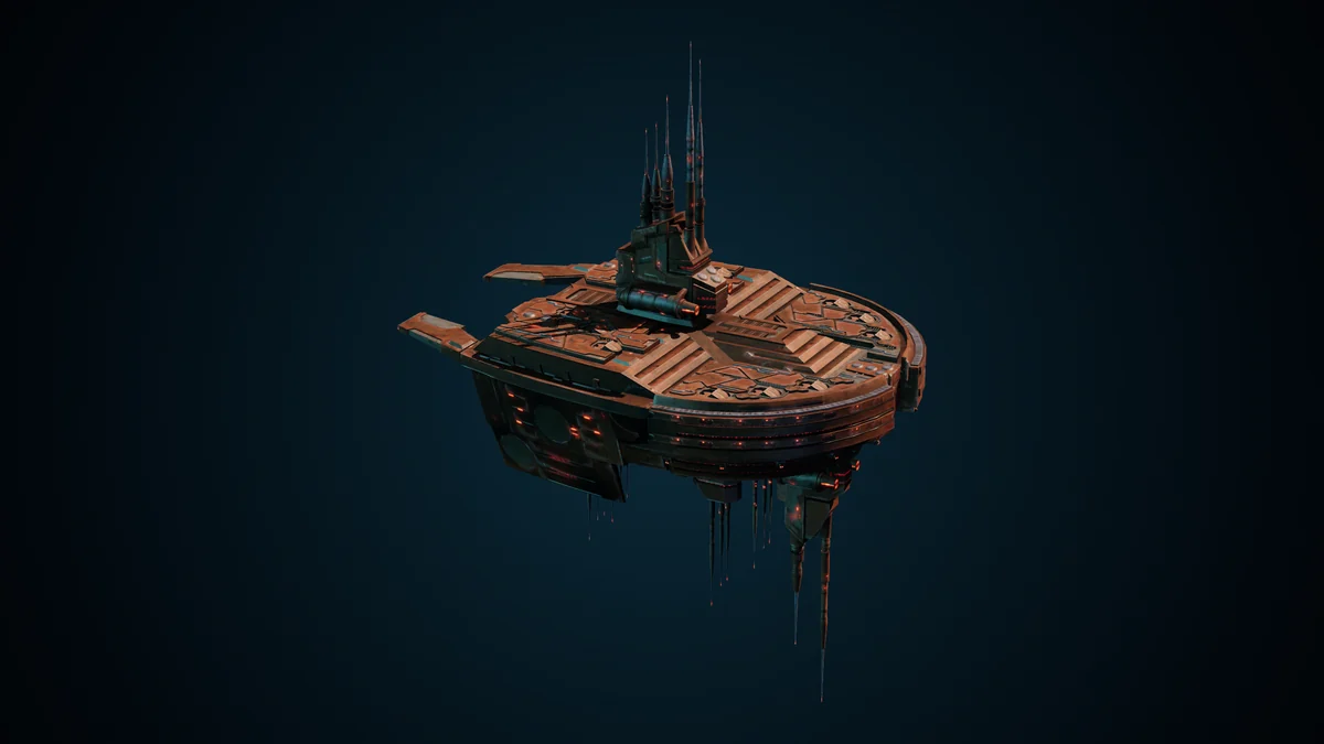 Ghodrat, a Genari front line battlestation lit in space