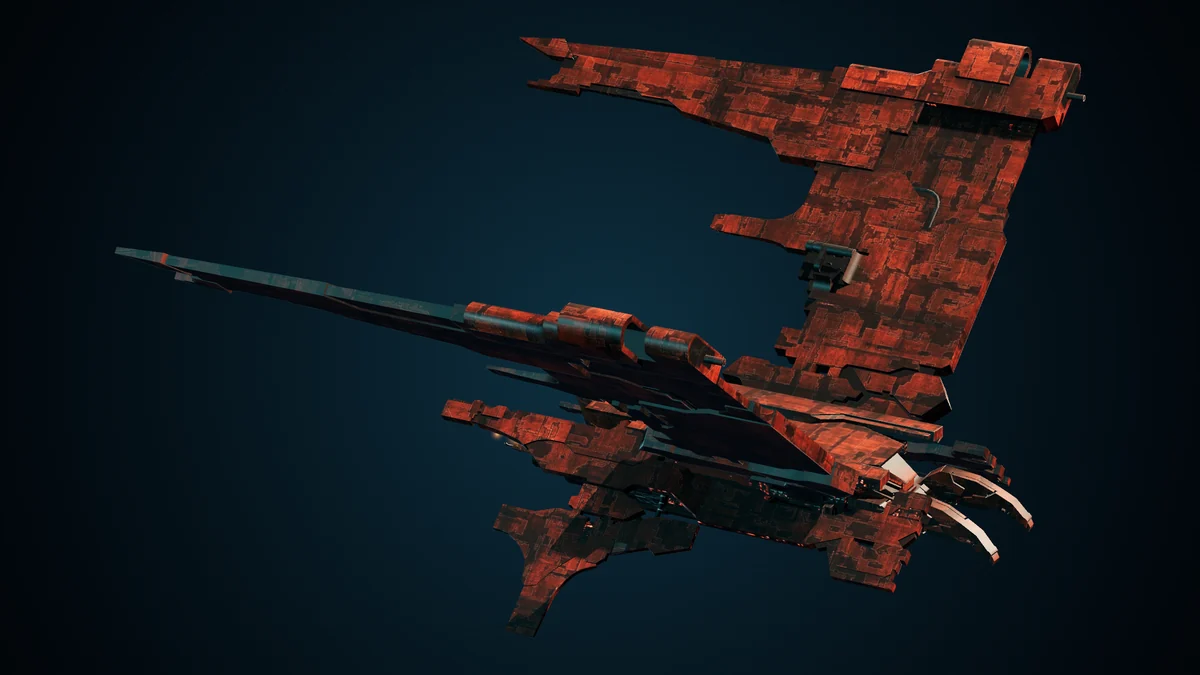 Interdictor, a Genari destroyer lit in space