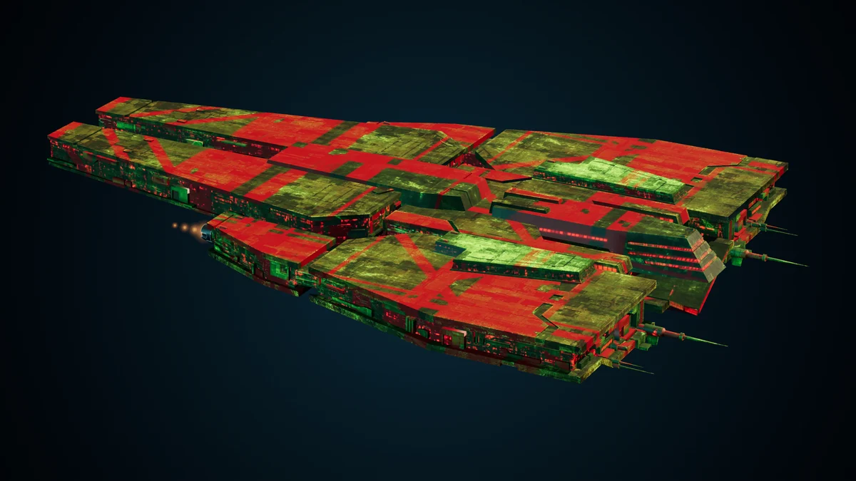 Pirate Battleborn, a Pirate heavy raider lit in space