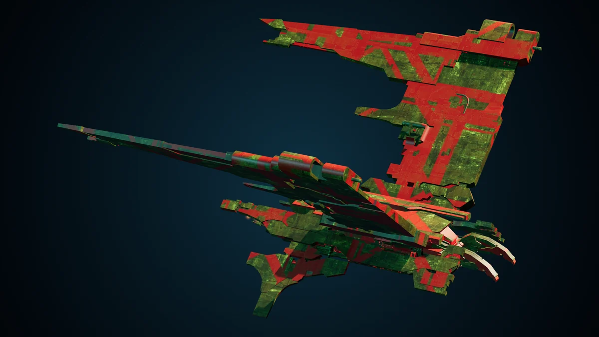 Pirate Interdictor, a Pirate heavy raider lit in space
