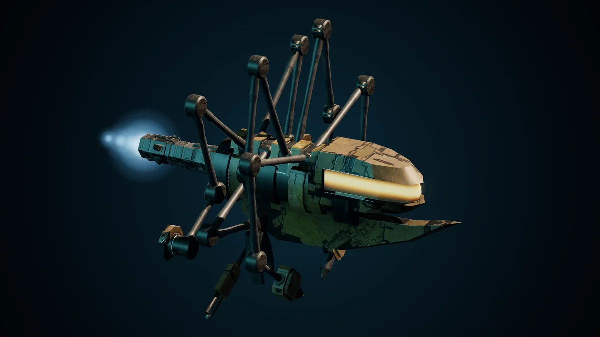 @Procurator, a Ma'alaketh heavy repair drone lit in space