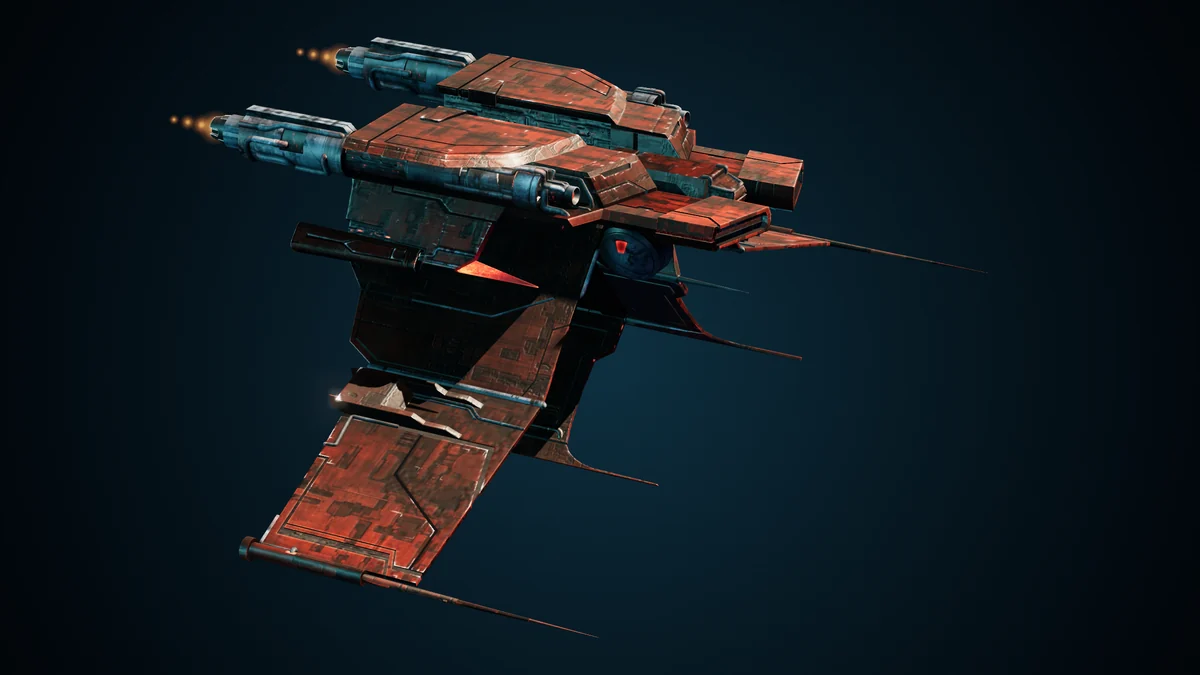 Guardian, a Genari light cruiser lit in space