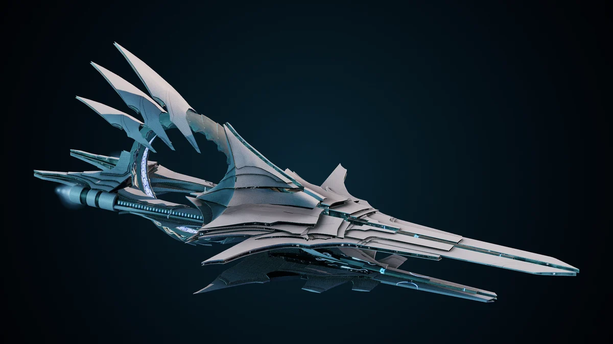 Ethereal, a Ma'alaketh light shadow cruiser lit in space