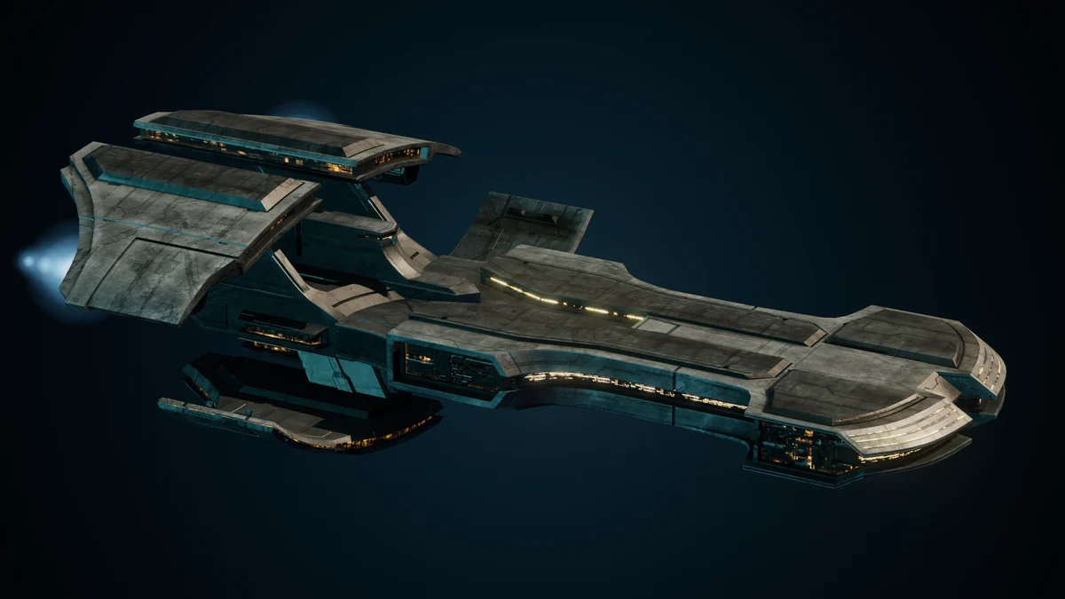 Mercury, a Sol light cruiser lit in space