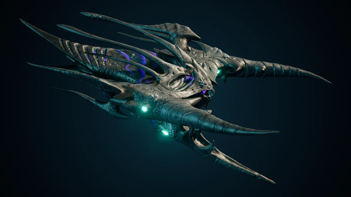 Hive Bombardier, a Hive molting lit in space