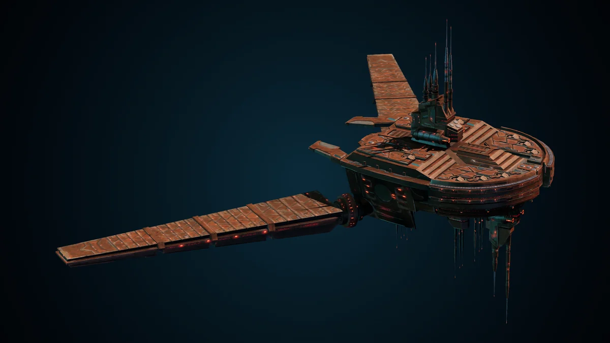 Sanethi, a Genari frontier battlestation lit in space