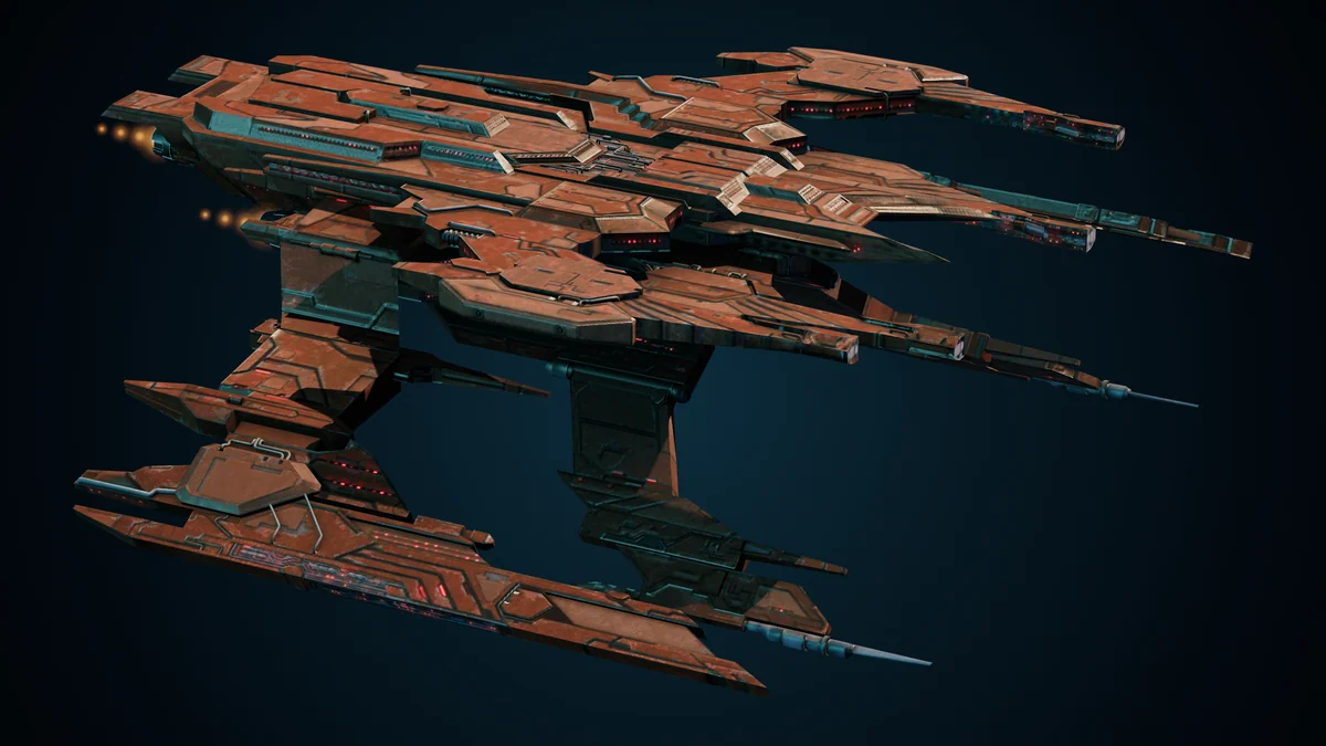 Leviathan, a Genari dreadnought lit in space