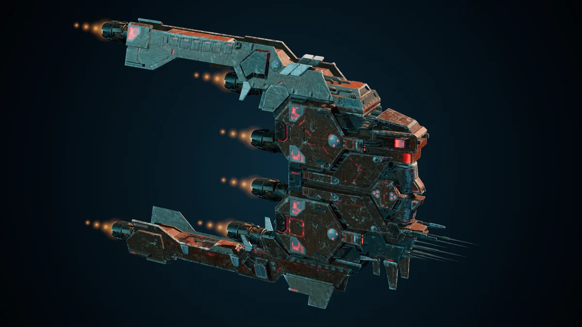 Starkiller, a Genari command dreadnought lit in space