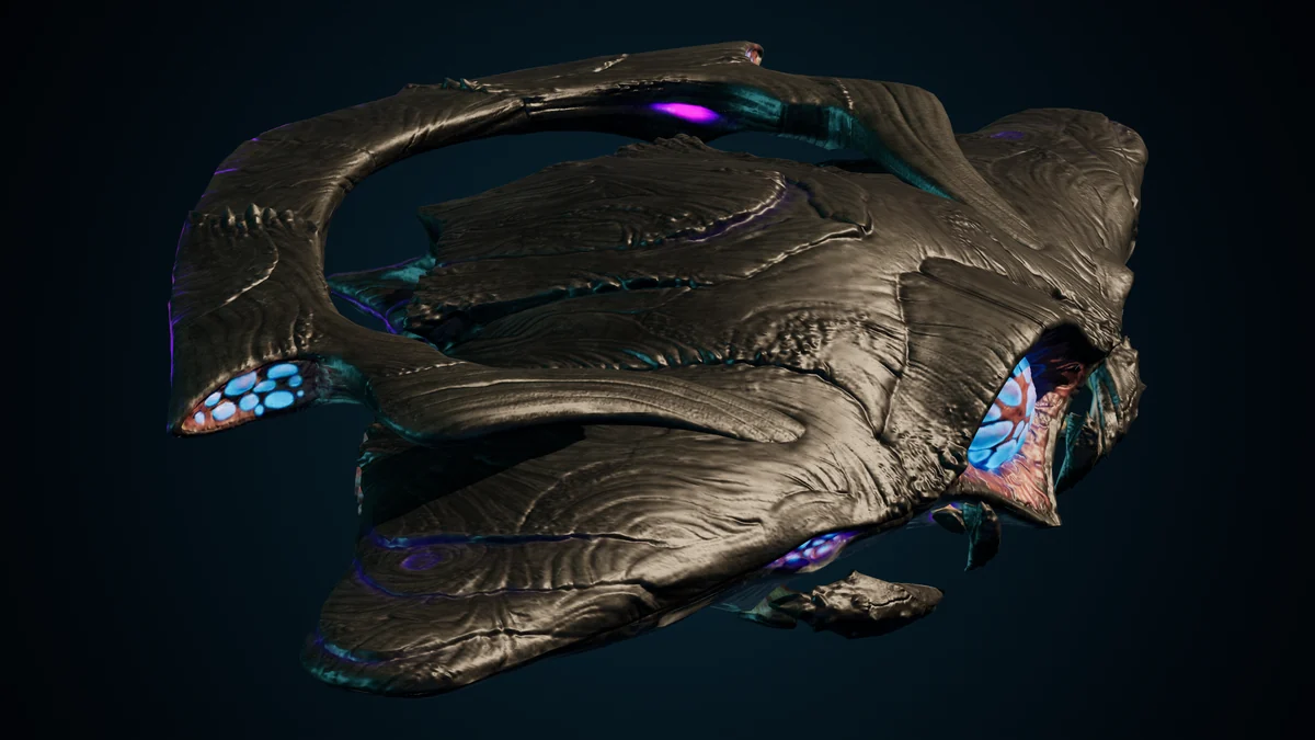 Hive Queen, a Hive super entity lit in space