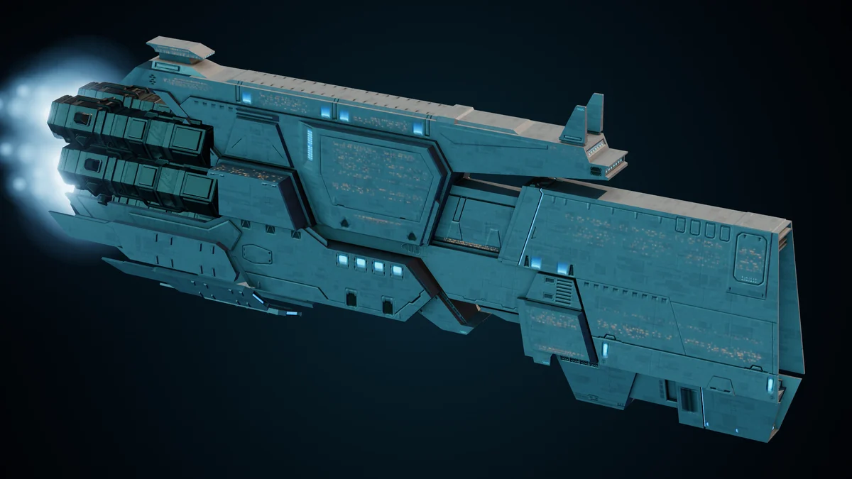 Titan, a Sol assault dreadnought lit in space