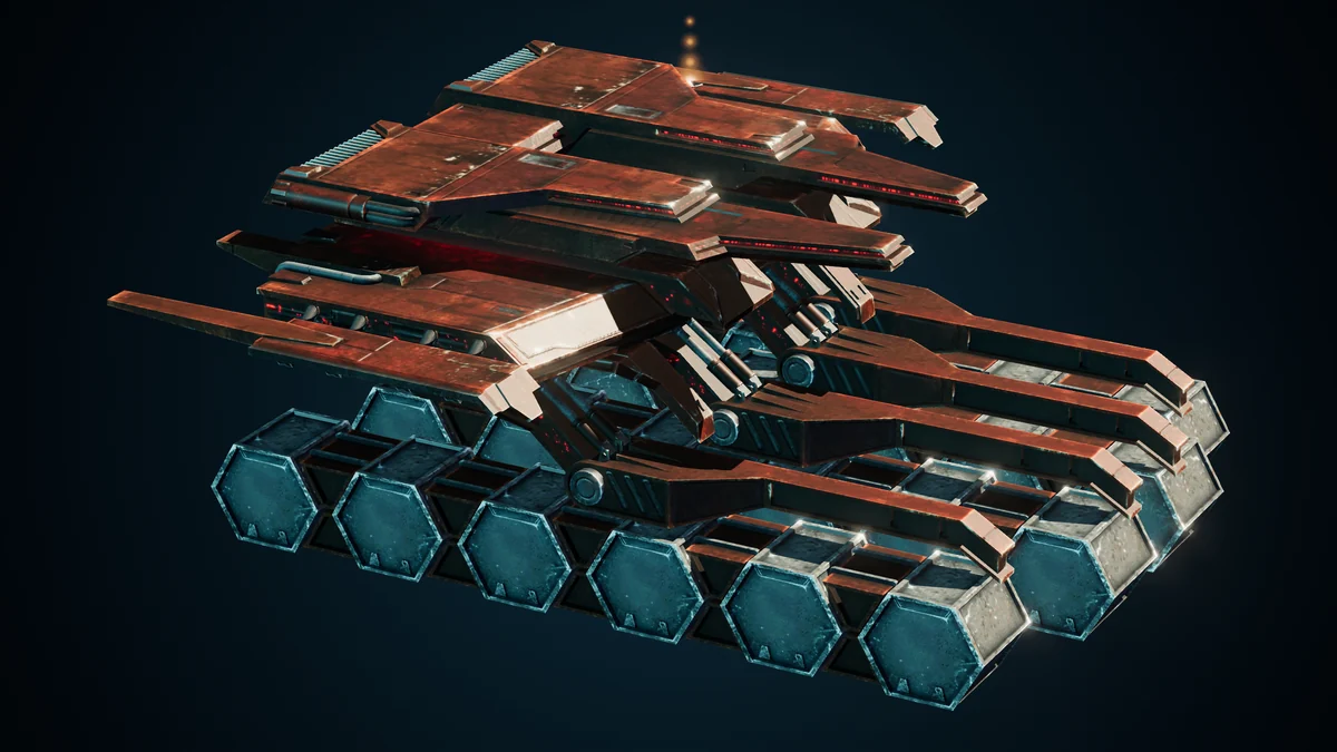 Overlord, a Genari marine destroyer lit in space