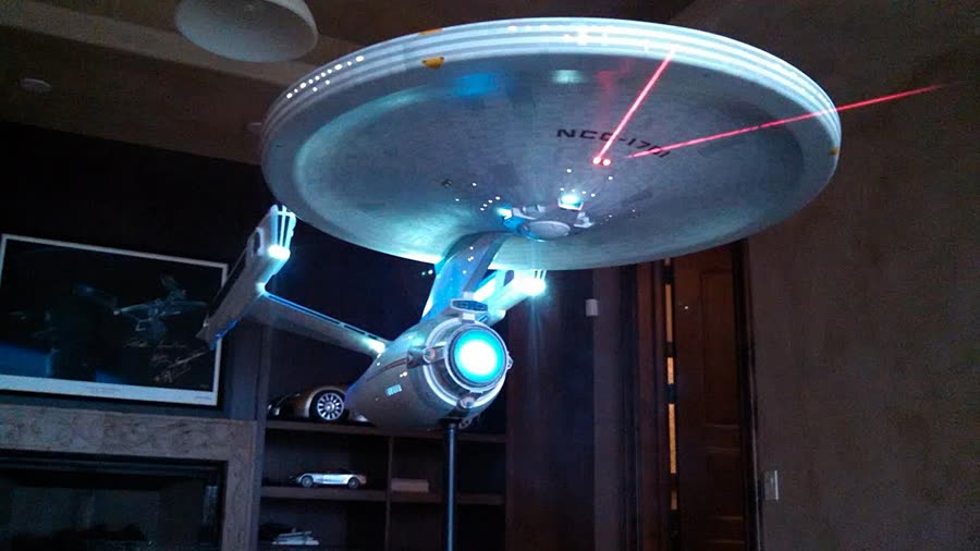 A lit model starship from Robert Simyar's collection