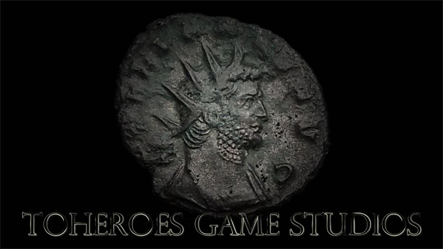 The ToHeroes Game Studios logo, a weathered ancient coin